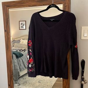 Purple Floral Sweater